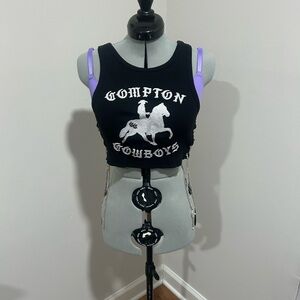 Black Graphic Crop Top